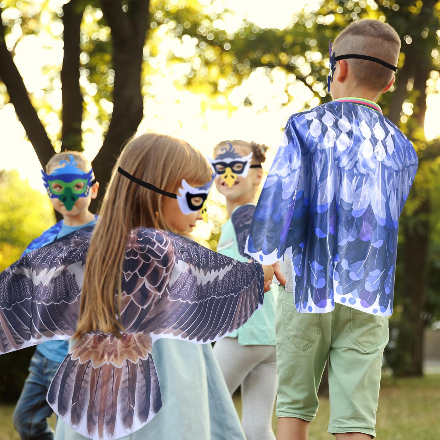 Creatoy Bird-Wings-Costume Kids Dress Up Wings for Play Boys Girls Eagle Owl Parrot Hawk Pretend Play Bird Party Supplies Halloween Favors