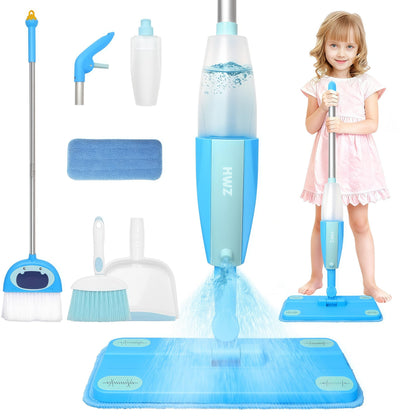 HWZ Kids Cleaning Set, Make Chores Fun! Real Working Toddler Cleaning Toy with Mini Spray Mop & Broom Dustpan Set, Pretend Play Montessori Housekeeping Toys, Ideal Gift for Girls Boys Age 3+