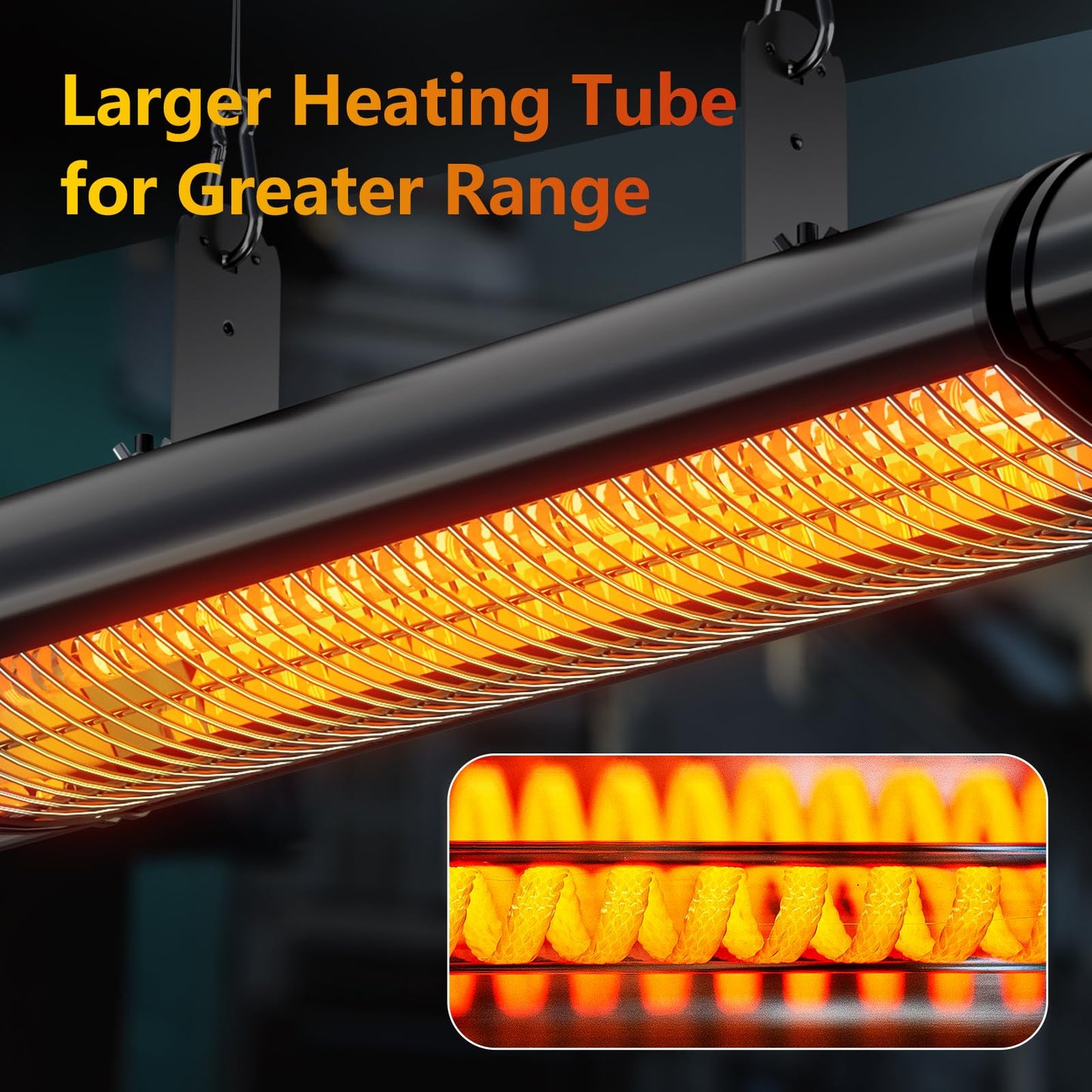 Hanging Patio Heater, Outdoor Electric Heater, Wall Mounted & Ceiling Infrared Garage Heater for Outdoor/Indoor Use, 1500W, Remote Control, Black