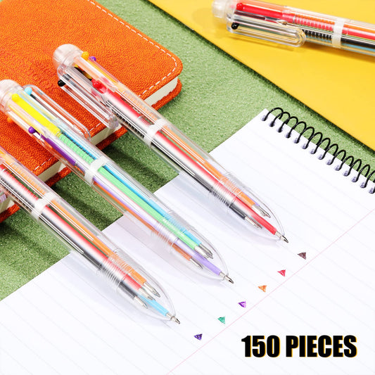 Handepo 150 Pcs 6 in 1 Multicolor Pen Bulk 0.5 mm 6 Colors Retractable Colorful Ink Rainbow Pen for Back to School Students Gifts Birthday Prizes Carnival Reward Party Favors Supplies Office