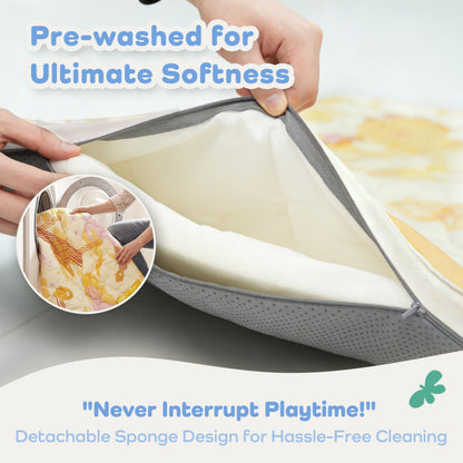 PaPaMat Baby Play Mat 1.5" Thick 59x71 Removable & Machine Washable Cover Playmat Softness Foam Mats, Easy-Clean Hygienic, Comfort Safety Kids Crawling (Wonder Space)
