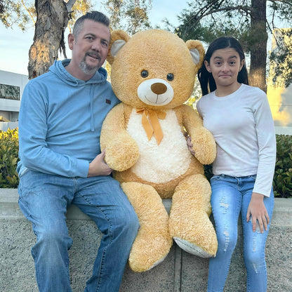 MorisMos Giant Teddy Bear Stuffed Animal 4 Feet,51 in Large Bear Gift for Girlfriend Boyfriend Wife Mom Fiancée, Big Plush Toy for Kid Birthday Christmas Baby Shower Decor,Tan