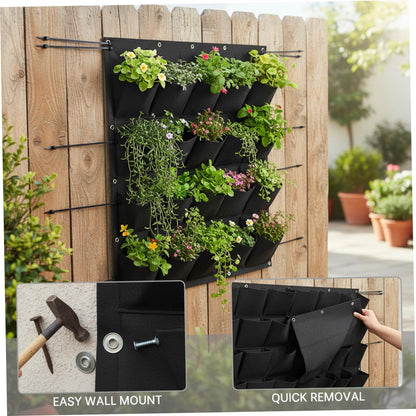 TaozisuY Vertical Garden Planter with 36 Pockets, Living Wall Planter for Indoor Outdoor Use, Thick Non-Woven Fabric Planting Bag (Black, 39.4"x39.4") Vertical