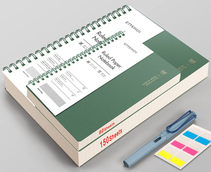 EMSHOI A4 Spiral Notebook College Ruled, 11.2" X 8.27", 150 Sheets/300 Pages, 100gsm Thick Lined Journal, Waterproof Softcover, Twin-Wire Binding, for School Work Business Writing, Gifts - Green
