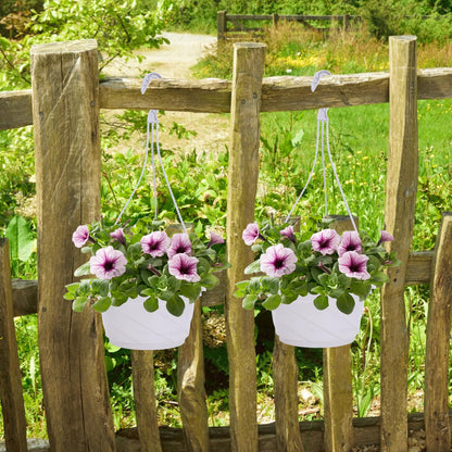 DOITOOL 10 Pack Hanging Plastic Pots for Plants with Hook, Garden Flower Plant Pot Container Baskets Hanging Nursery Planter Holder for Indoor Outdoor Garden Decor (White,6.7 Inch)
