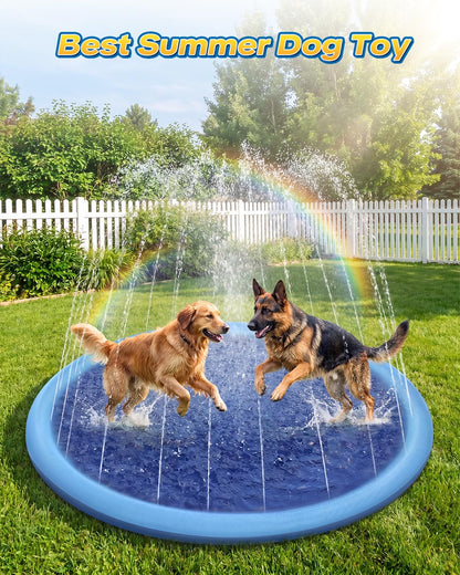 Raxurt Splash Pad, Anti-Slip Splash Pad for Kids Dogs Thickened 0.58mm Dog Pool Toddler Splash Sprinkler Pad Baby Summer Outdoor Water Toys for Boys Girls