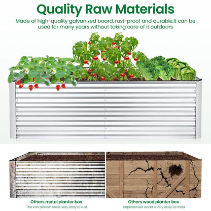 6x3x2FT Raised Garden Bed Kit, Galvanized Planter Raised Garden Boxes Outdoor w/Anti Cutting Strip & A pair of gloves, Deep Root Raised Planter for Vegetables, Fruits, Flowers and Herbs, Silver