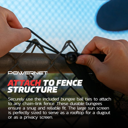 PowerNet Dugout Shade Cover, Baseball & Softball Portable Sun Shade, Outdoor Sports Sun Cover for Chain Link Fence, 18.75 FT x 7 FT