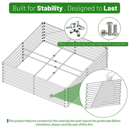 SnugNiture Galvanized Raised Garden Bed 4x4x2FT Outdoor Large Metal Planter Box Steel Kit for Planting Vegetables, Flowers