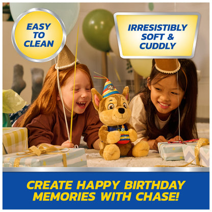 Paw Patrol GUND Birthday Chase Plush, Official Chase Plush Toy, Birthday Stuffed Animal, Sensory Toy for Ages 1 and Up, 9.5”