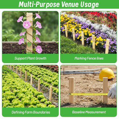 Warmfarm 20 Pack Wooden Garden Stakes, Wood Survey Grading Stakes 12in, Wood Garden Stake for Vegetables and Vines, Pointed Wooden Stake for Fencing, Landscaping, Survey Use
