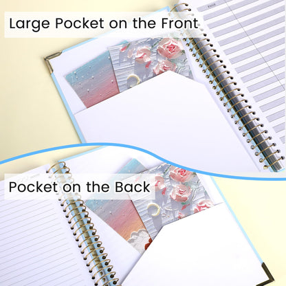 Yoment B5 Spiral Notebook with Folder Pockets - 200 Pages Hardcover College Ruled Journal, Thick 100gsm Paper for Note Taking, Work & Office, Lined Notebook for Women & Men, Blue