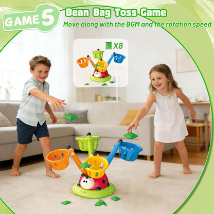 5 in 1 Musical Jump, Bean Bag Toss Ring Game, Baseball Toys and Stomping Launch Rocket Launcher for Kids Remote Control Indoor Outdoor Sports Toys for Kids Ages 4-8 3-5 Birthday Easter Gifts