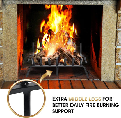 G GOOD GAIN Fireplace Grate 24" with Ember Retainer, Heavy Duty Cast Iron Indoor, Chimney Hearth Wood Stove Burning Rack Holder,1/2” Bar Fire Place Asseccories for Outdoor, Fire Pits, Camping