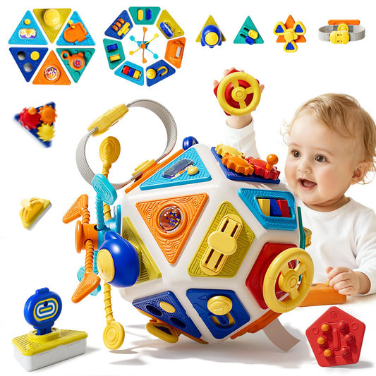 22‑in‑1Toddler Busy Board Activity Cube Toys, Montessori Sensory Toy & Travel Leaning for Toddlers, Early Education Active Toy and Fine Motor Skills Development Toy for 1 2 3 Years Old Boys & Girls