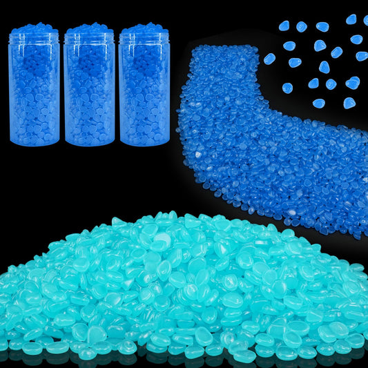 LECEHIVO 15000 Pcs Glow in The Dark Rocks Glowing Stones Glowing Fish Tank Pebbles Luminous Stone Glowing Stones for Garden Outdoor Patio Yard Landscaping Aquarium (Dark Blue)