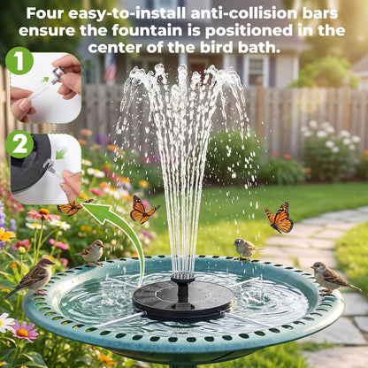 AISITIN Solar Fountain, Solar Bird Bath Fountains Pump with 6 Nozzles, 2026 Upgraded Free Standing Floating Solar Powered Water Fountain Pump for Bird Bath, Garden, Pond, Pool and Outdoor