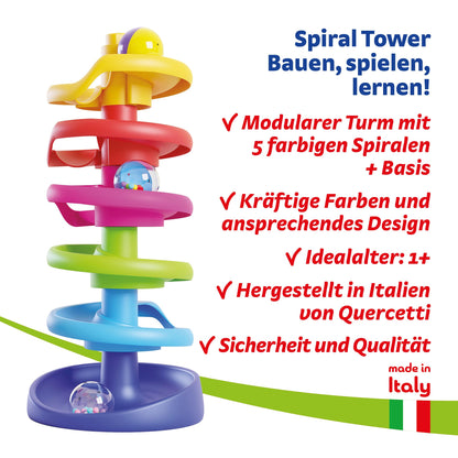 Quercetti-Quercetti-6501 Spiral Tower Circuit Bébé, Parcours pour Billes, 6501