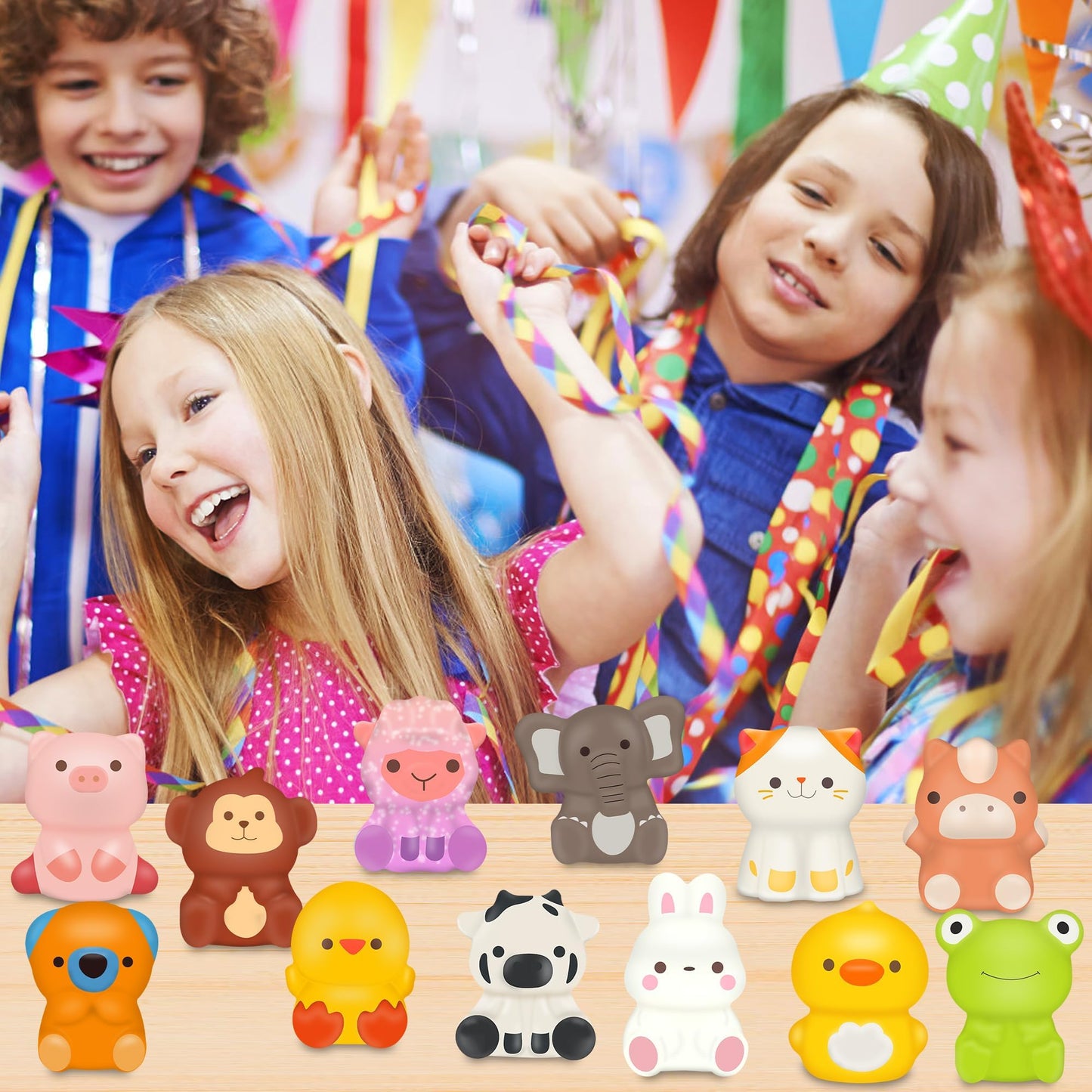 KissFuture Party Favors for Kids, 24PCS Animal Squishy Toys, Goodie Bag Stuffers for Kids, Pinata Stuffers, Birthday Gifts for Boys & Girls, Treasure Chest Prizes, Classroom Prizes