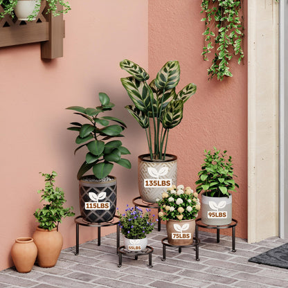 NQW 5 Pack Metal Plant Stand Indoor Outdoor Heavy Duty Rustproof Iron Flower Pot Stand Holder for Multiple Plants, Potted Holder Display Flower Shelf