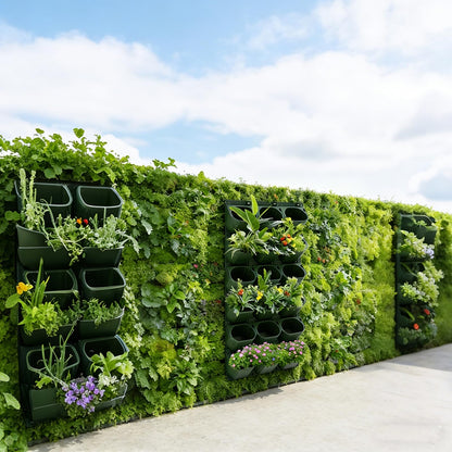 Self Watering Wall Planter | 36 Pots Vertical Garden Planter for Indoor Plants | Wall-Mounted Stackable wall planter | Hanging Plant Flower Pot Holder | 10.56 Fl Oz Each Individual Pot | Army Green