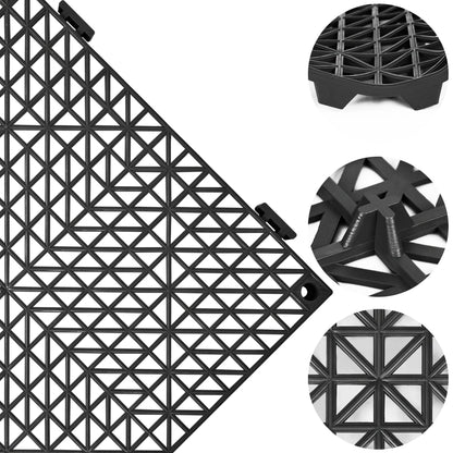 ToLanbbt Modular Interlocking Cushion 12P 11.8" x 11.8" Interlocking Rubber Floor Drain Holes Non-Slip Splicing Drainage Mats for Deck, Shower, Kitchen, Drain Pool, Sauna Bath, Indoor Outdoor (Black)