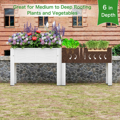 PROXRACER Raised Garden Bed with Detachable Tall Legs Elevated Metal Planter Box for Growing Fresh Herbs Vegetables Flowers Succulents&Other Plants for Outdoor Backyard Patio Deck Balcony White