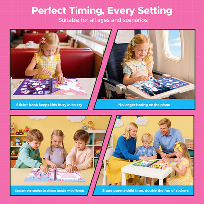 CutteeyFyry 2PCS Paint by Number Sticker Book Travel Activities Essentials for Girls Kids Ages 4-10 Road Trip & Airplane Toys & Long Car Rides, Birthday Present, Preschool Classroom Party Gifts