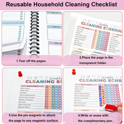 2 Pack Cleaning Planner, Cleaning Schedule and Checklist Organizer, Daily Weekly Monthly Household Cleaning Planner, Chore Chart Notebook for Home, Family Cleaning Tasks, DIY Home Improvement, Editable Template