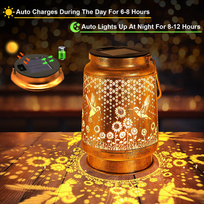 Hummingbird Sunflower Solar Lanterns Outdoor with Shepherd Hook, Birthday Gift Mothers Day Gift for Women Mom Grandma Wife Daughter, Waterproof Hanging Lights, Decor for Yard Garden Patio Porch Lawn