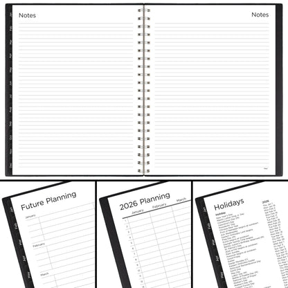 Mead 2026 Planner, Weekly & Monthly, 15-Month, 8-1/2" x 11", Large, Basic, Black (CRW6200526)