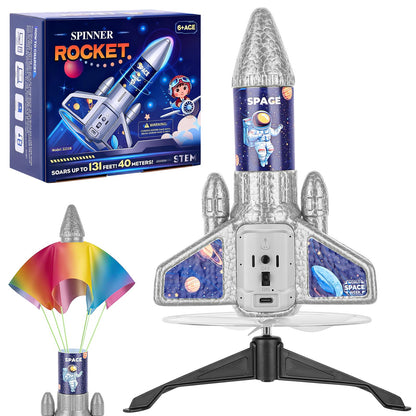 VisionX Kids Rocket Launcher Toy, 2nd Gen Improved Design, Launch Up to 200ft, Auto-Launch Rocket Toy with Parachute, Outdoor Toys for Kids 5-13, for Boys & Girl, Gray