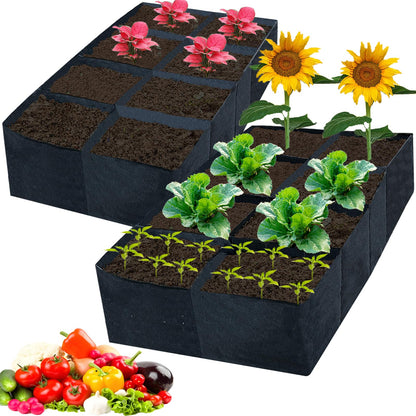 2 Pack Fabric Raised Garden Beds,128 Gallon 8 Grids Thickened Rectangle Plant Grow Bags,Reusable Outdoor Gardening Planting Container Planter Pot for Growing Herbs Flower Gardening Vegetables Chillies