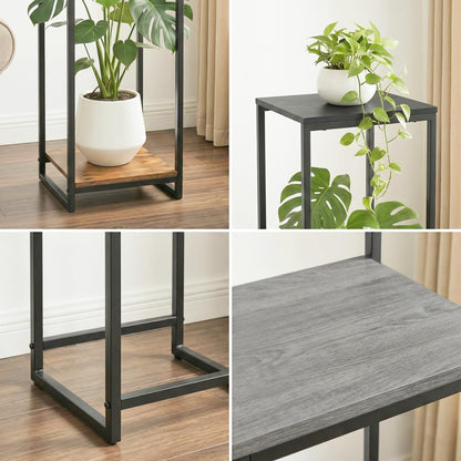 JEPRECO 46" Tall Plant Stand Indoor, 3-Tier Modern Plant Shelf, Corner Flower Pot Holder Organizer for Living Room Balcony Patio Garden (Black)