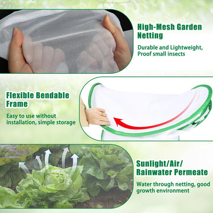 2PCS Garden Netting Covers for Raised Beds, 3.9 X 2FT Garden Raised Bed Cover with 10 Stakes, Plant Netting for Garden Protection, Insect Bird Pest Barrier for Vegetables Fruits Flowers Crops