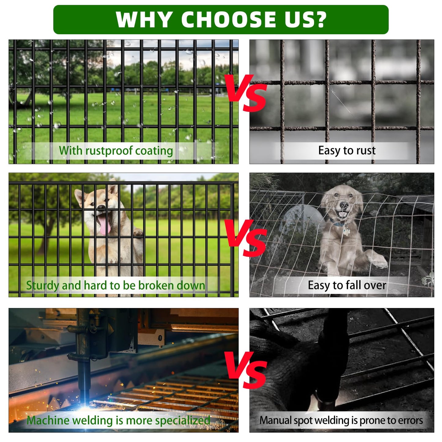 15 Panels Garden Fencing Animal Barrier with Lock, 33 in(H) X 36 ft(L) Dog Fence Outdoor for Yard Rustproof No Dig Decorative Tall Garden Fences Metal Wire Panel Border Rabbit Ground Stakes Fencing