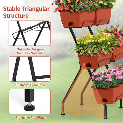 Raised Garden Beds Vertical Garden Planters Indoor Outdoor Standing Raised Planter Box with Legs, Plastic Raised Bed Tiered Planter Boxes Elevated Herb Flower Beds for Vegetables, Balcony, Patio, Red