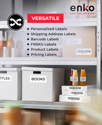 enKo 4" x 2" Labels for Zebra Desktop Printers (24 Rolls | 18,000 Labels) - Direct Thermal Address Mailing Shipping Barcode FBA Stickers FNSKU Label for Zebra and Eltron (Perforated)