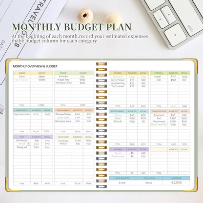 Budget Planner - Monthly Budget Book with Expense Tracker Notebook, Undated Bill Organizer & Finance Planner to Manage Your Money Effectively, Account Planner, For Personal, Small Business, and Household - Green