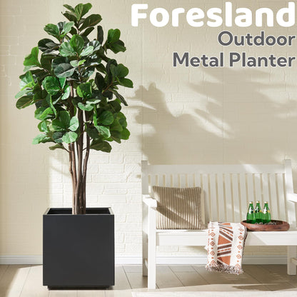 Large Metal Outdoor Planter Box 20Wx20Dx21.5H, Galvanized Steel Cube Planters for Outdoor Plants, Easy Assembly - 5mins Quick Install, Large Square Flower Pot for Patio, Deck, Garden, Yard, Black