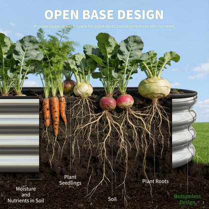 Anmiro Planter Raised Beds Metal Kit, 4×2×1ft 2 Pack for Outdoor Planter Boxes with Easy Assembly,Oval Large Galvanized Garden Beds for Vegetables, Fruits, Flower Silver