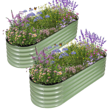 Permade Galvanized Raised Garden Bed Outdoor- 2 Pcs Raised Beds for Gardening| Metal Planter Box, Steel Raised Garden Bed Kit with Gloves for Vegetables, Flower, Herbs (6x2x1.4FT, Green)