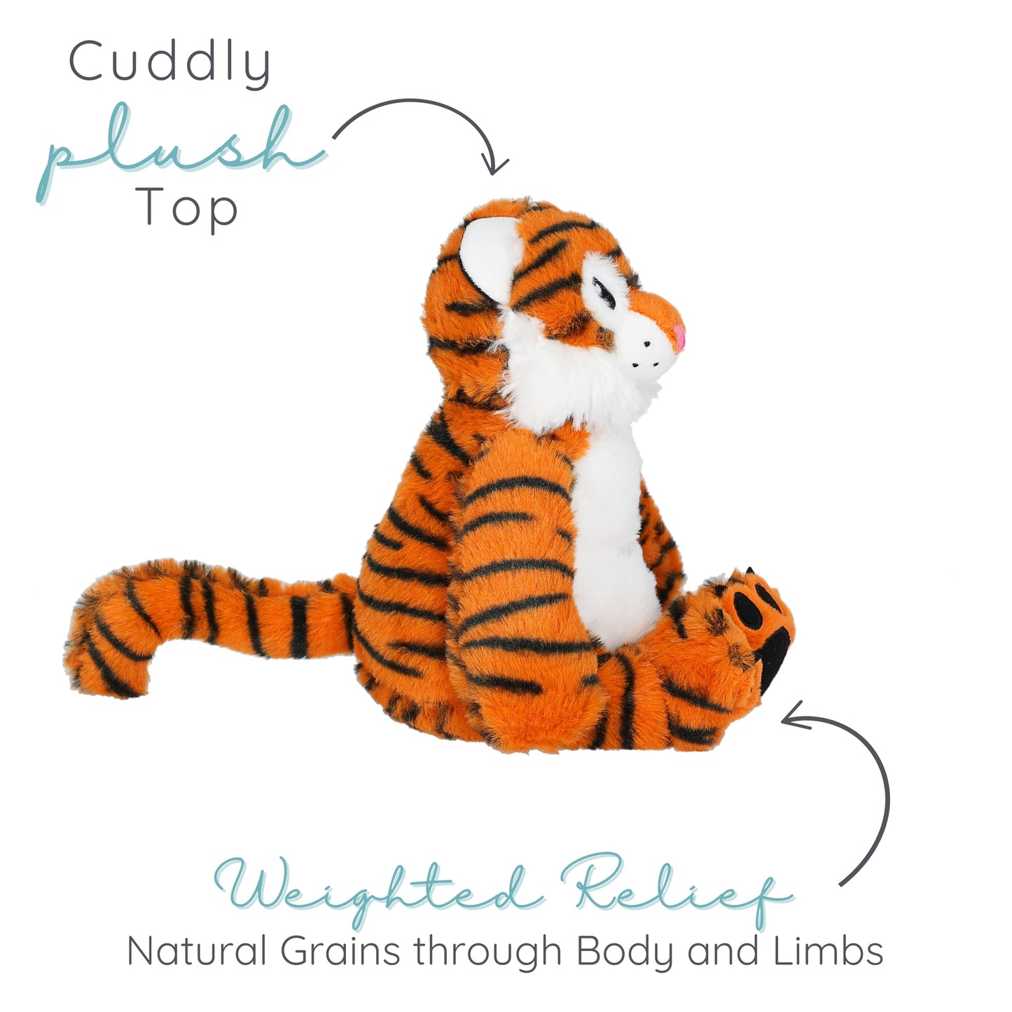 Tiger - Microwavable & Weighted Plush Stuffed Animal - Heated Plushie for Warmth - Cute, Soft, Cozy Toy for Adults & Children (Boys, Girls, & Toddlers) by Warm Pals
