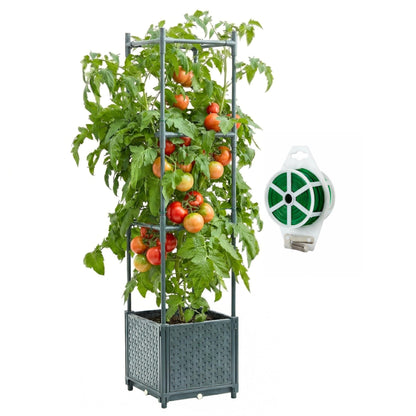 KOBAZ Raised Garden Bed Tomato Planter Box with Trellis, 41.3" Tomato Planters Cage w/Self-Watering for Climbing Plants Vegetables, Patio Indoor Outdoor