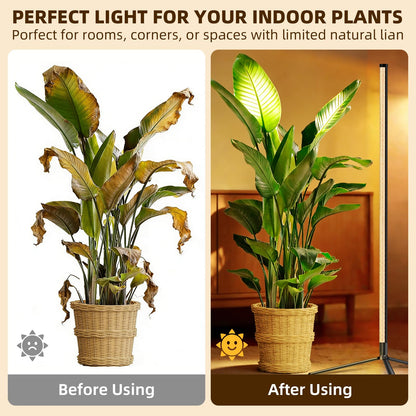 Standing Grow Light for Indoor Plants with Timer,42W Full Spectrum Vertical Grow Lights for Indoor Plants,4FT T8 243LED Plant Lights for Indoor Growing with On/Off Timer Function, 2 Pack