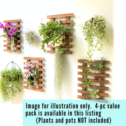 ShopLaLa Wall Planter for Climbing Plants Outdoor - Wooden Hanging Living Vertical Garden Outdoor Indoor Plant Stand Large Tall Long Ladder Vinyl Plant Hanger for Hanging Flower Pots 59" (150cm)