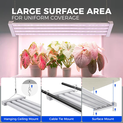 Barrina TX-L63 3FT LED Grow Light, 63W, 4 Panels Wider Coverage, Full Spectrum, High PPFD, Super Bright, Linkable, Hanging Fixture, Plant Stand with Grow Light for Indoor, Vegetable, Seeding, 1 Pack