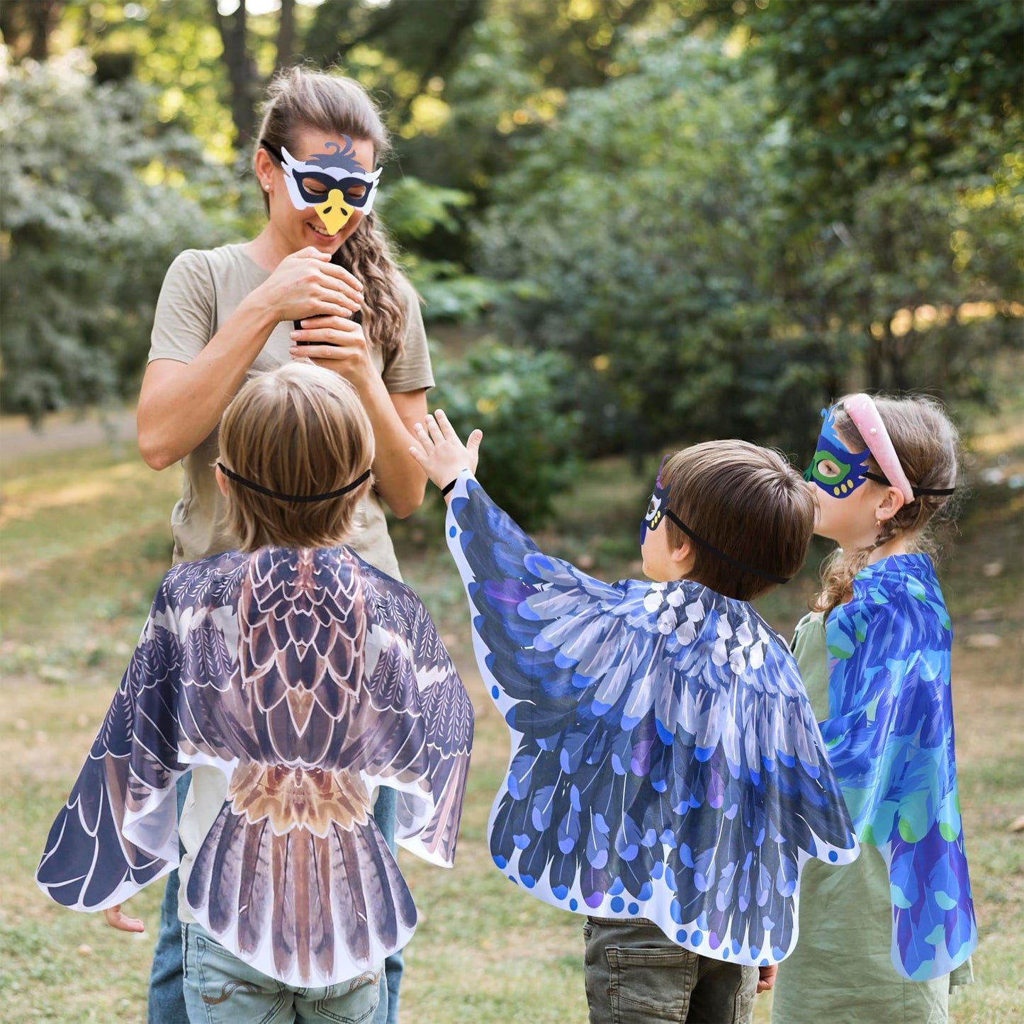 Creatoy Bird-Wings-Costume Kids Dress Up Wings for Play Boys Girls Eagle Owl Parrot Hawk Pretend Play Bird Party Supplies Halloween Favors