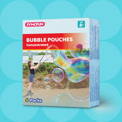 SYNCFUN Giant Bubble Solution (Up to 4.5 Gallons), 6 Pouches Concentrated Solution Refill for Bubble Machine, Wands, Blower, Easter, Outdoors Activity