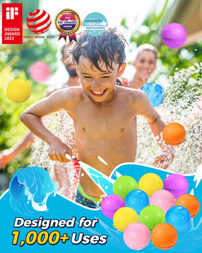 Tlitlimom Reusable Water Balloons, Summer Toy Water Toy for Boys and Girls, Pool Beach Toys for Kids ages 3-12, Outdoor Activities Water Toys Self Sealing Water Splash Ball for Fun (6Pack)